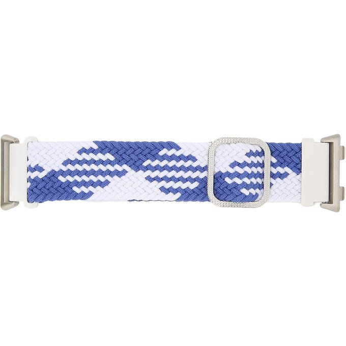 Bracelet de Montre Connectée Réglable pour Oppo Watch 2 46mm Boucle Élastique Tricotée de Remplacement Noir white