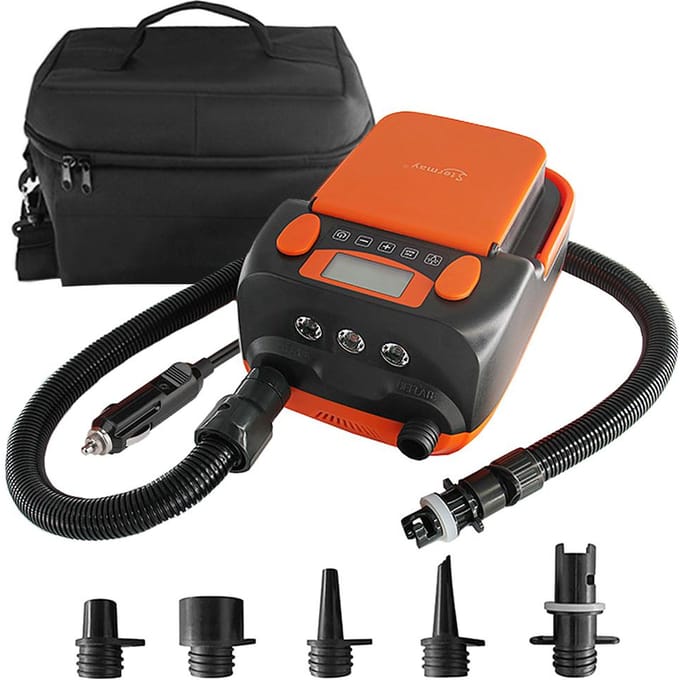 Pompe à air intelligente à Double étage, 16psi, avec 6 buses, affichage LCD, Support de pompe électrique 6000mAh orange