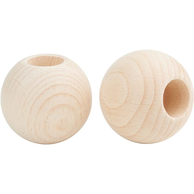 VBS Houten ballen met groot gat "Ø 50 mm" - 2 stucks