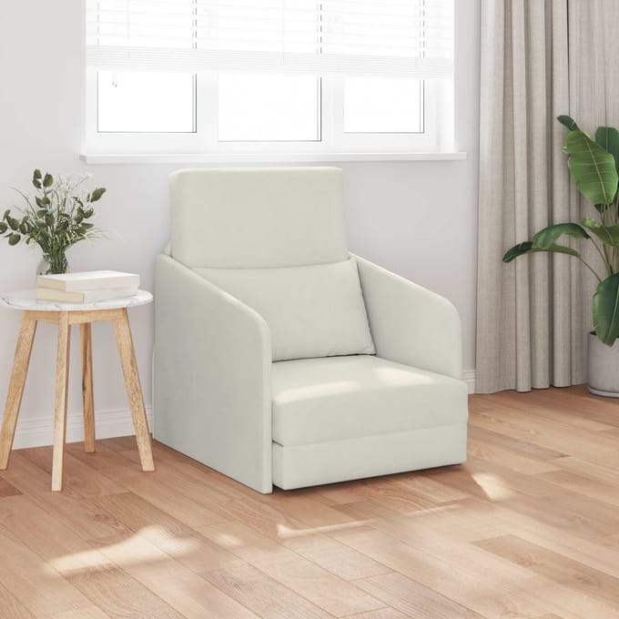 vidaXL - Slaapbank - Crème - 65 - x - 80 - x - 83 - cm - Fluweel