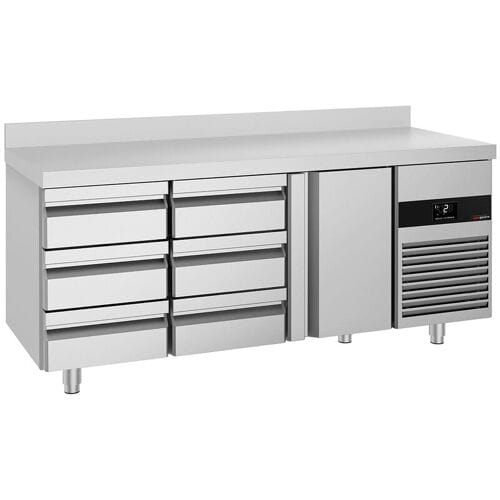 GGM Gastro Kühltisch PREMIUM - 1865x700mm - mit 1 Tür - 6 Schubladen - mit Aufkantung