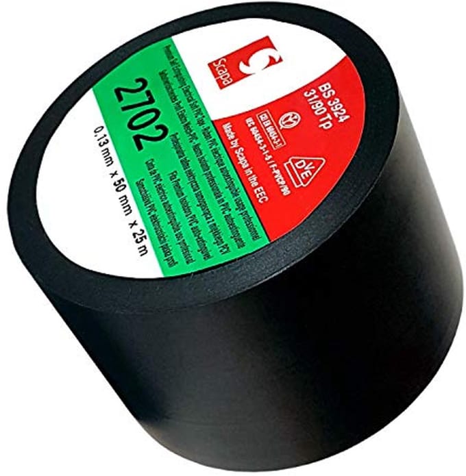 Isolatietape PVC 50 mm x 25 m - Zwart - 48 Stuks