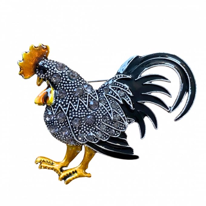 Broche Haan geel grijs - Charme Bijoux