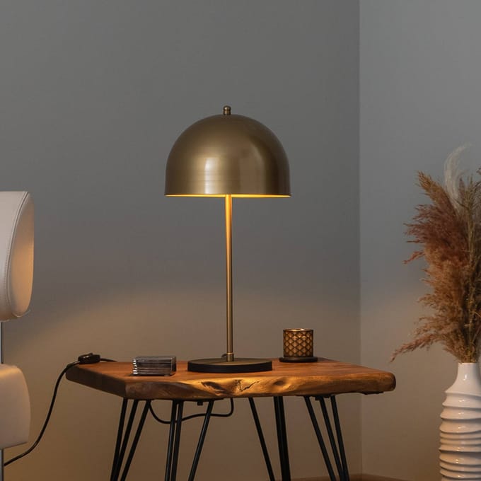 Opviq Can NT-134 tafellamp, goud, halfronde kap