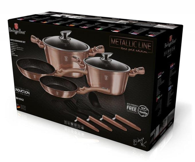 Berlinger Haus Rose Gold Serie - Granieten Pannenset - Turbo Induction - Soft-Touch Handgreep