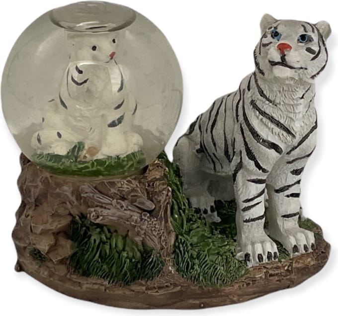 Sneeuwbol Witte Tijger - 10 x 9 x 5 cm - Decoratief - Polystone / Glas