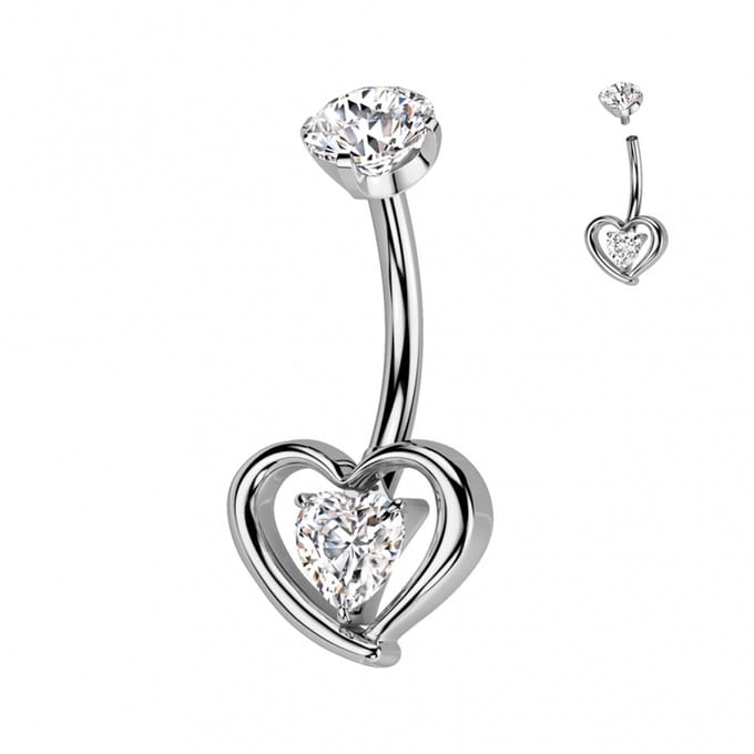 Piercing titanium hartje inside hartje wit - LMPiercings