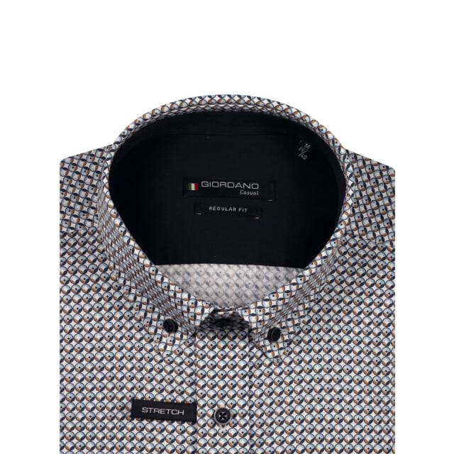 Giordano - Lange mouw overhemd - Mannen - M - Blauw - Katoen - 527020