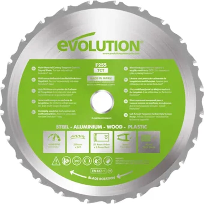 Evolution Tct-zaagblad - Diam. 255mm - 24 Tanden - Asgat 25,4mm