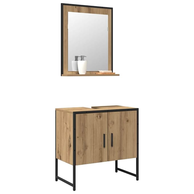 vidaXL Badkamermeubel Set Wandgemonteerd 2 pcs Bruin Bewerkt hout