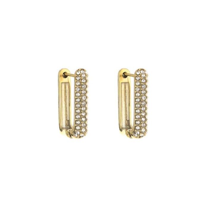 Bijoutheek Oorring Square Strass Goud