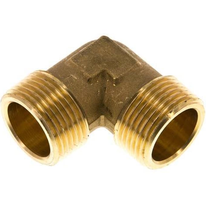 R 1'' Buitendraad Messing L-Fitting 90graden 16 Bar