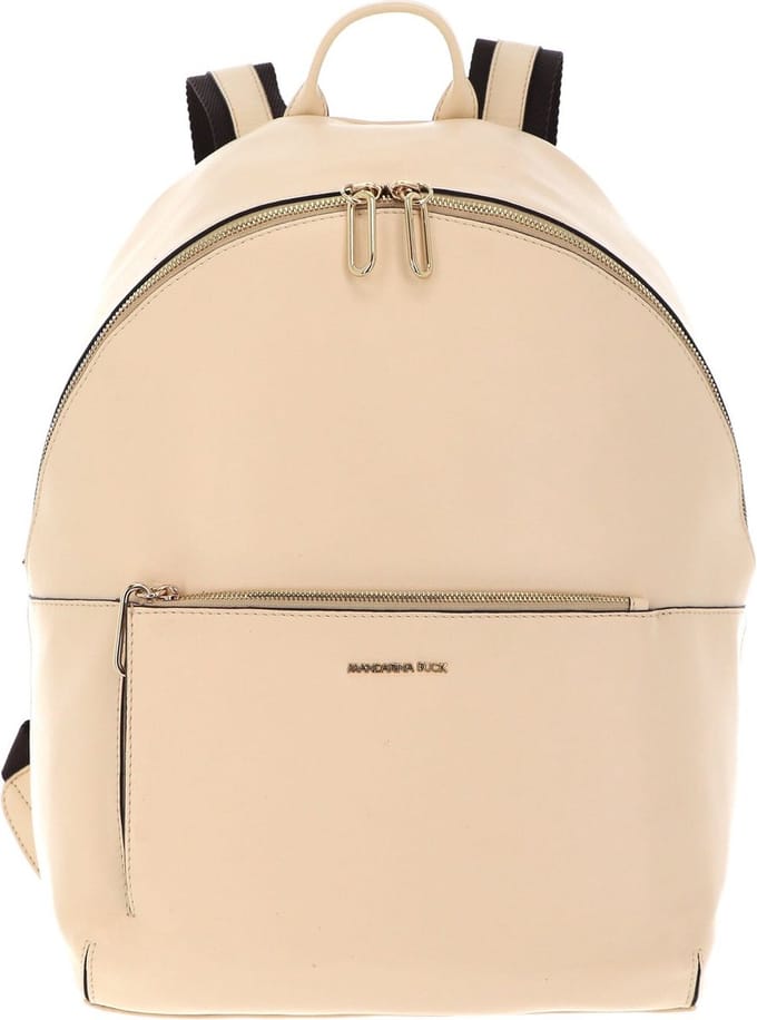 MANDARINA DUCK Leren Rugzak met laptopvak Luna Backpack Macadamia Wit