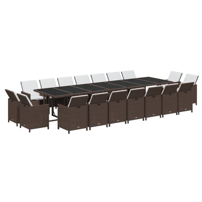 vidaXL - 19-delige - Tuinset - met - kussens - poly - rattan - bruin