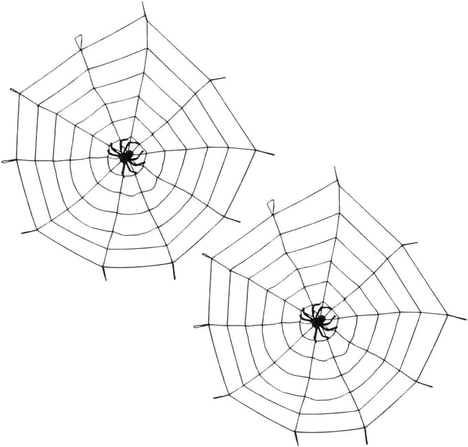 Boland Spinnenweb - 2x - D150 cm - elastiek/kunststof - halloween - versiering/decoratie