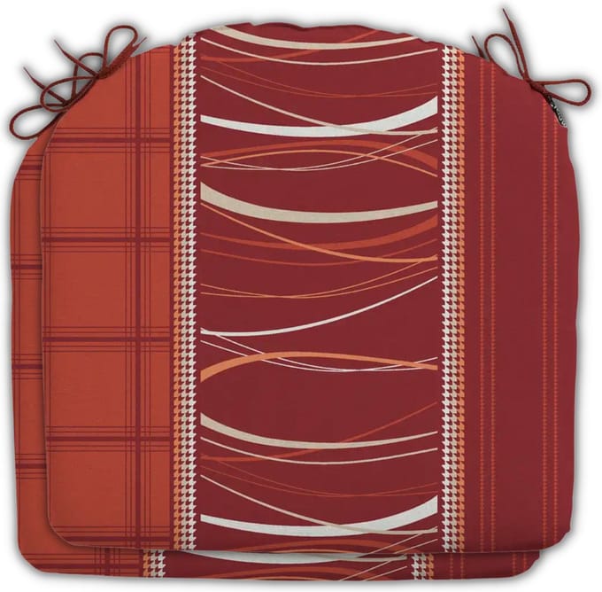 Madison - Zitkussen - Universeel - 2 stk. - 46x48 cm - Lines Brick - Stapelstoel - Rood