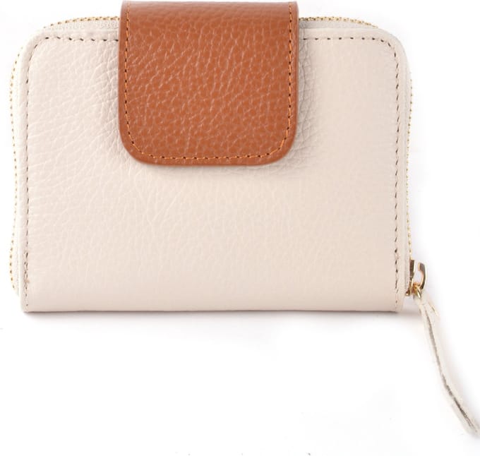 Giuliano two-tone portemonnee - Beige Camel - Dames - Made in Italy