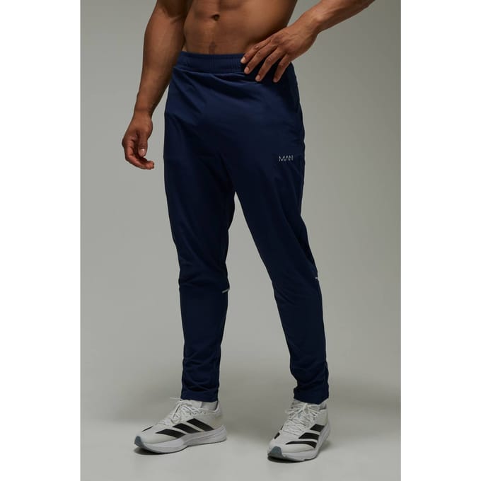Heren Actieve Hardloop Geventileerde Taps Toelopende Jogger | Navy | Size Small