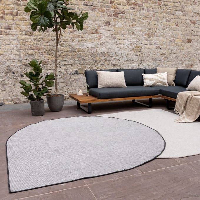 Buitenkleed Druppel Mono - Zwart/Wit - Dubbelzijdig - EVA Interior - 200cm - druppel