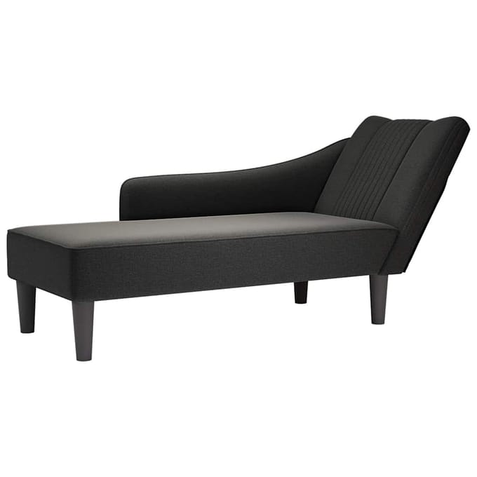 vidaXL - Chaise - longue - met - rechterarmleuning - stof - zwart