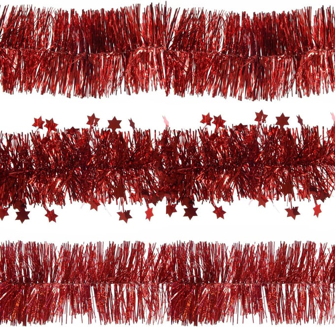 Decoris folie kerstslingers 6x stuks - rood - kunststof - 270 cm