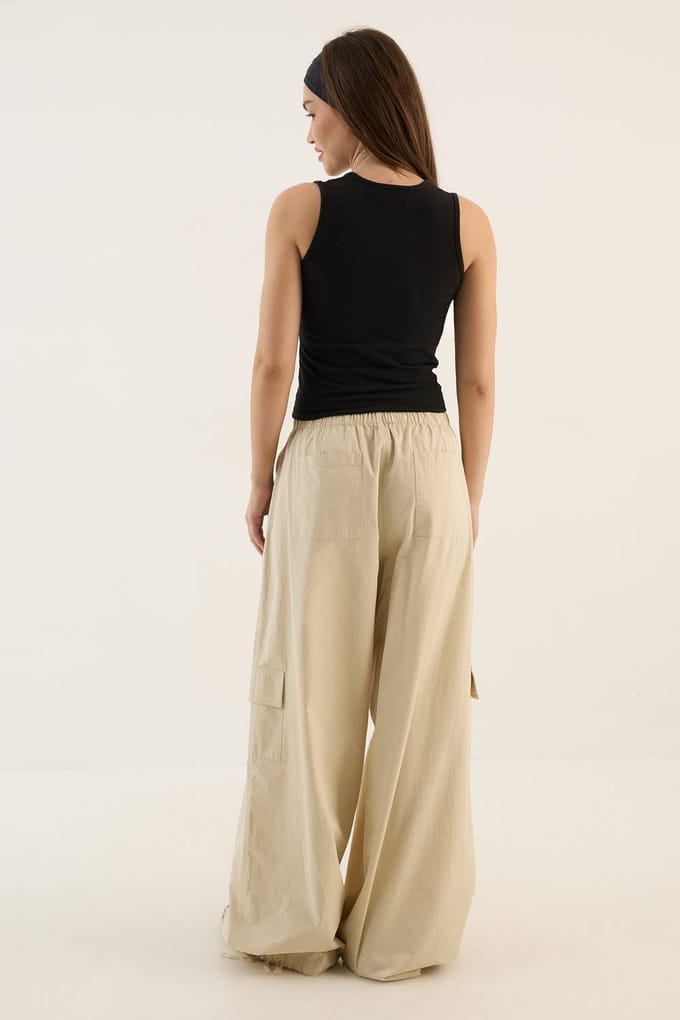 Dames Dsgn Studio Gewassen Twill Cargobroek | Stone | Maat: Medium