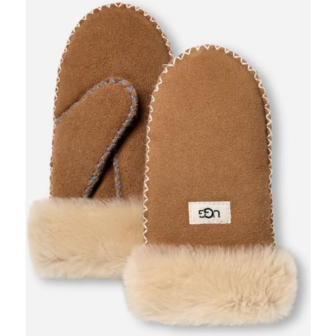 UGG® Sheepskin Mitten with Stitch for Kids in Brown, Size 2/4 YRS, Shearling