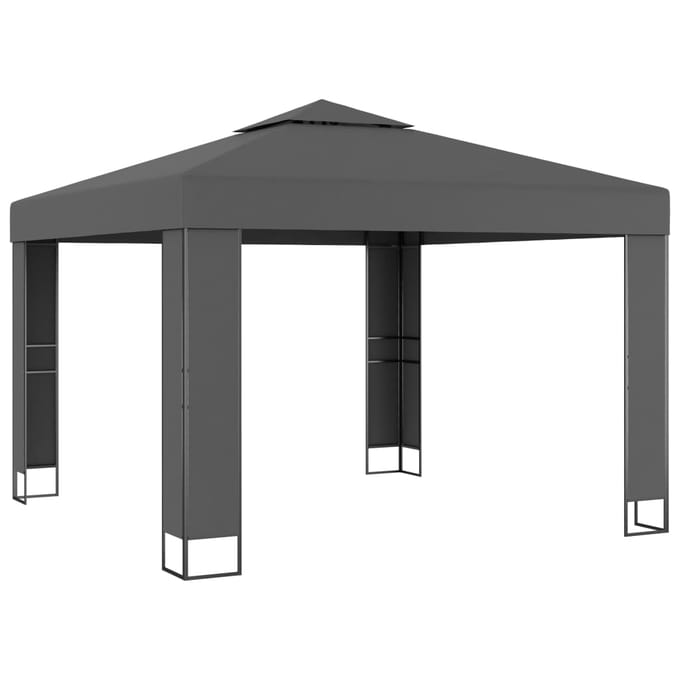 vidaXL - Prieel - met - dubbel - dak - 3x3 - m - antraciet