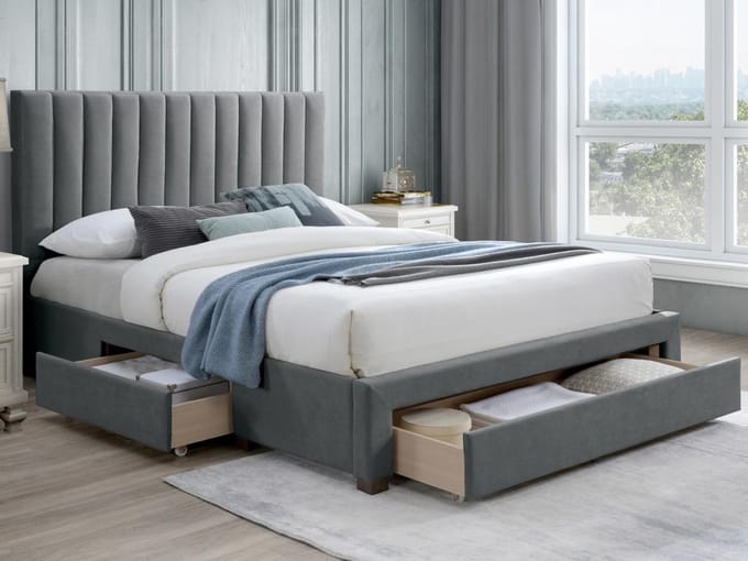 Vente-unique Bedframe stof grijs 160 x 200 cm