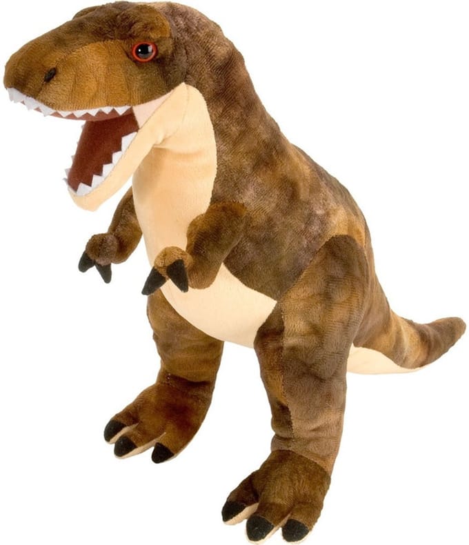 Wild Republic T-rex dinosaurus knuffel - pluche - bruin - 25 cm - Dino knuffels
