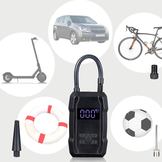 Draagbare draadloze bandenpomp LCD digitale 150 PSI luchtcompressor 8000mAh oplaadbare luchtpomp zwart