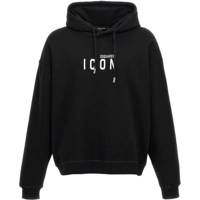 Dsquared2 Relaxed Black Hoodie Met Wit Logo