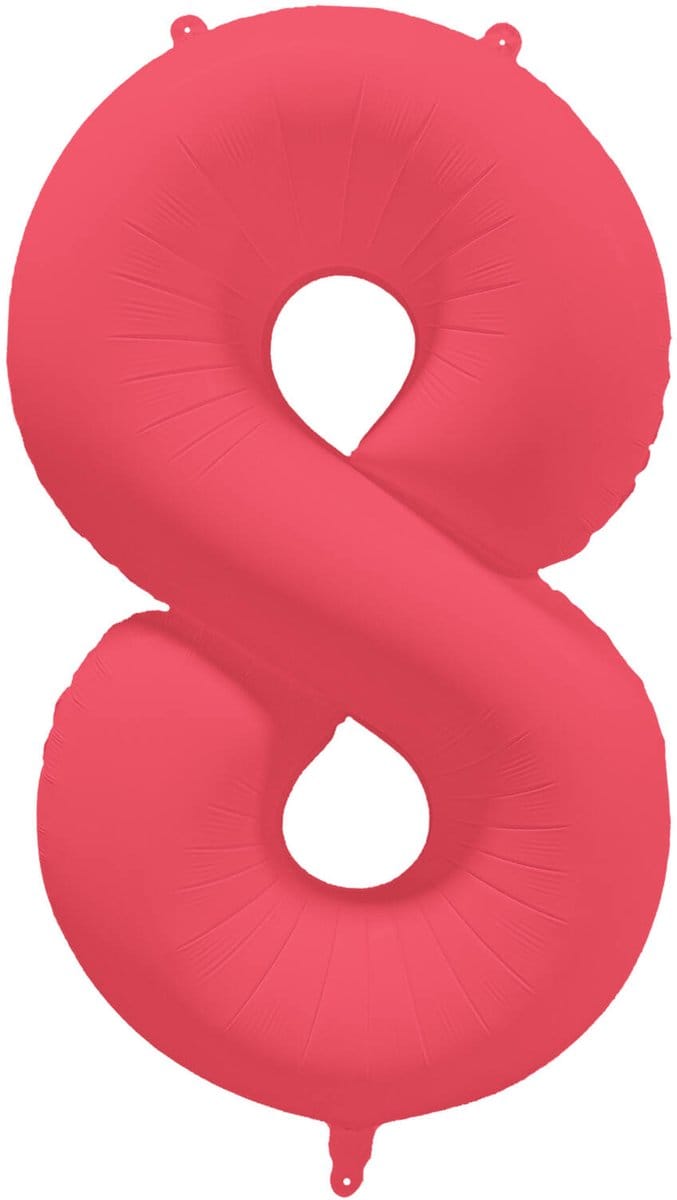Riethmüller - Folieballon cijfer 8 - neon rood - 86 cm