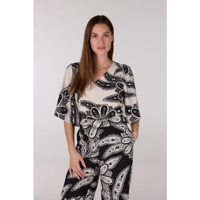 Jansen Amsterdam Fianna blouse wtt2 120 short sleeve off white/ black