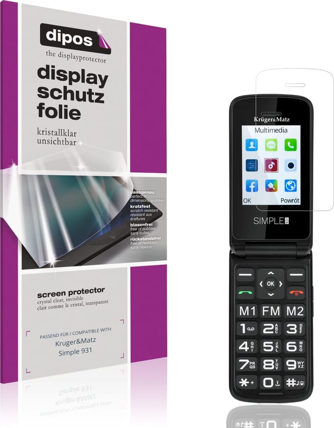 dipos – 4x Beschermfolie geschikt voor Kruger&Matz Simple 931 | Krasbestendige & heldere Screenprotector Ultra-Thin