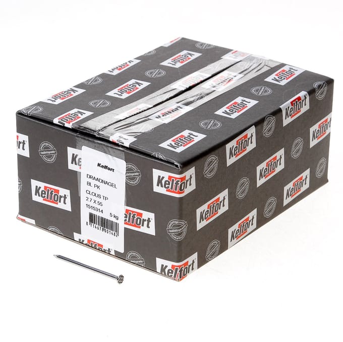 Kelfort draadnagel plat geruite kop blank 2.7 x 55mm 5kg