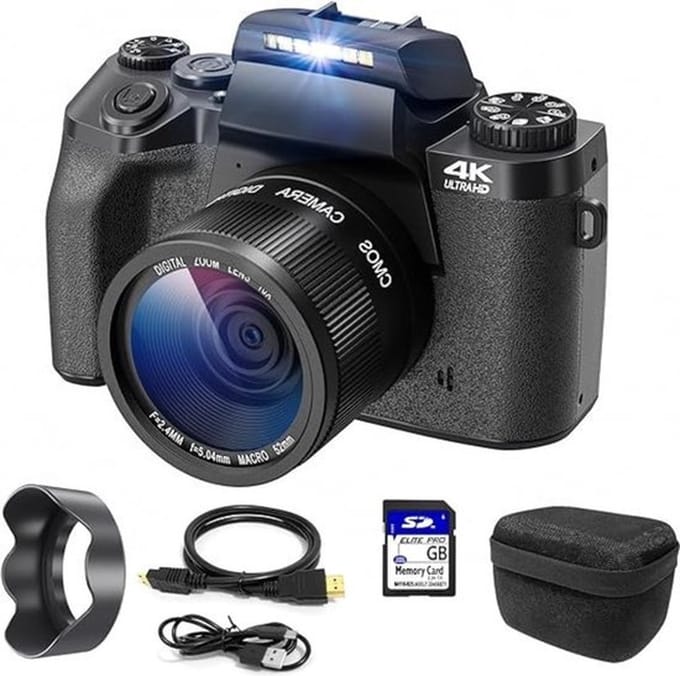 Luxe Digitale Camera – Vlog Camera voor Beginners – Handycam – Compact – 4K Resolutie – Touch Screen – Volledige Set – Zwart