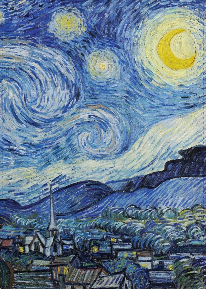 Theedoek Van Gogh Sterrennacht 50 x 70 cm