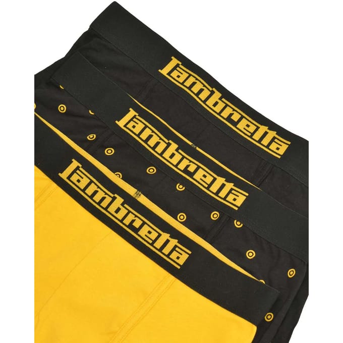 Lambretta Heren Target Boxershort (Verpakking van 3) (Zwart/Goud)