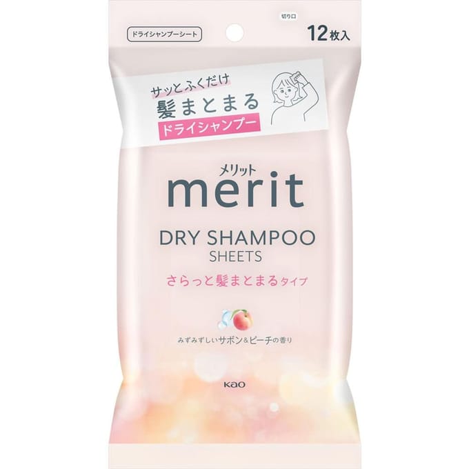 Kao - Merit Day+ Dry Shampoo Sheets Soap & Peach - 12 pcs
