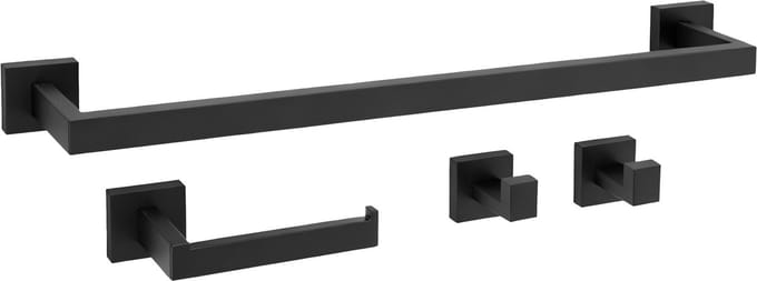 Rea Rio 4-Delig - Badkameraccessoireset - Zwart - 57X8,5X5Cm