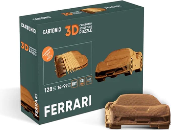 CARTONIC- Ferarri- 3D puzzel- Speelgoed- Puzzel-DIY- Creatief- Karton- Kinderen en volwassen- 3D- puzzel