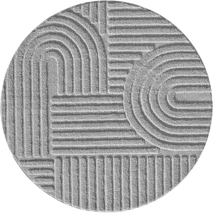 Rond vloerkleed Art (rond, zilver) - ⌀ 120 cm