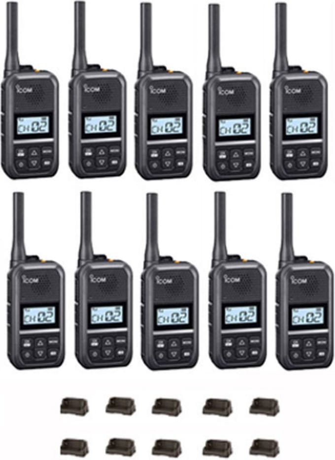Set van 10 Icom IC-U20SR IP54 mini Portofoon met tafel lader