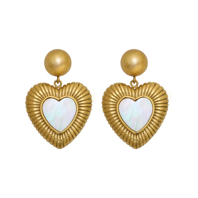 Essenza Shell Heart Earrings Gold