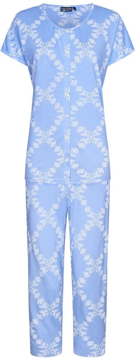 Duurzame geruite doorknooppyjama - Blauw - Maat - 38