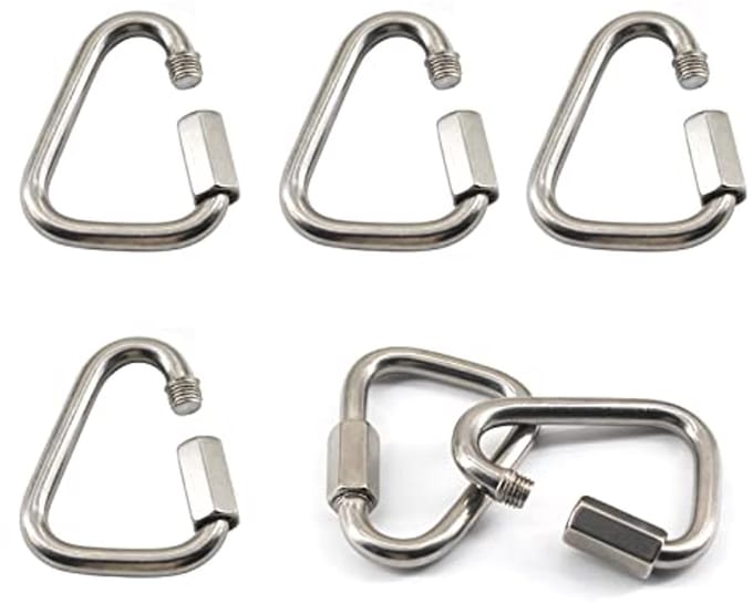 Delta Quick Link M6 Driehoek Karabijnhaak - 6 Stuks - RVS Connector voor Zware Kettingen