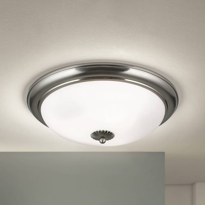ORION Empire plafondlamp, Ø 48 cm, mat nikkel, mat opaal glas