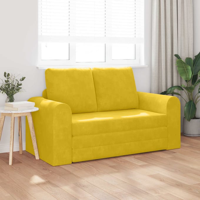 vidaXL - Slaapbank - Geel - 148 - x - 71 - x - 83 - cm - Fluweel