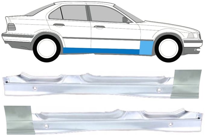 Volledige dorpel + reparatiepaneel voorste spatbord voor BMW 3 E36 1990-2000